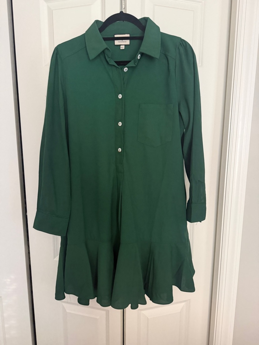 Tuckernuck Green Crepe Callahan Shirt Dress